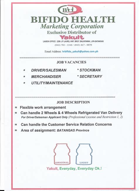 bifido health marketing corporation|Yakult Distributors .